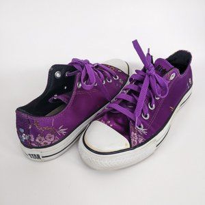 Converse All Star Low Tops Womens Purple Floral embroidery